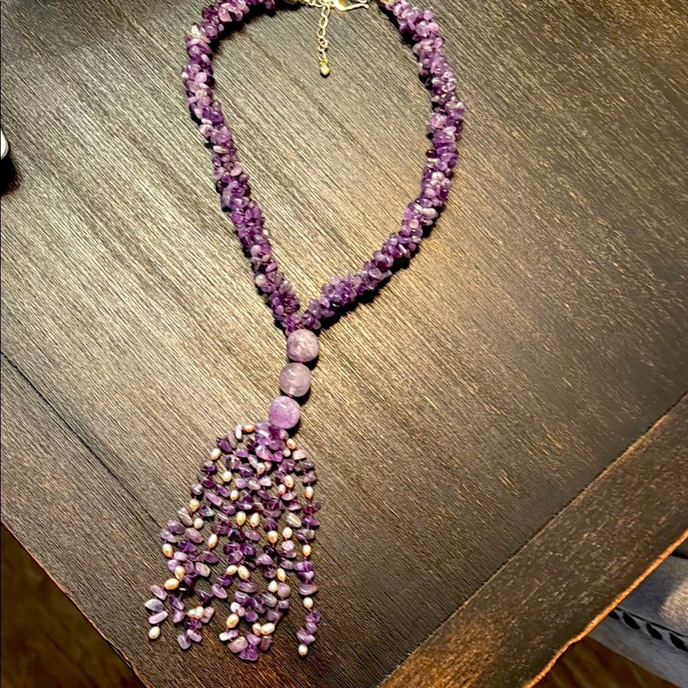 Stunning Jay King amethyst and pearl necklace.